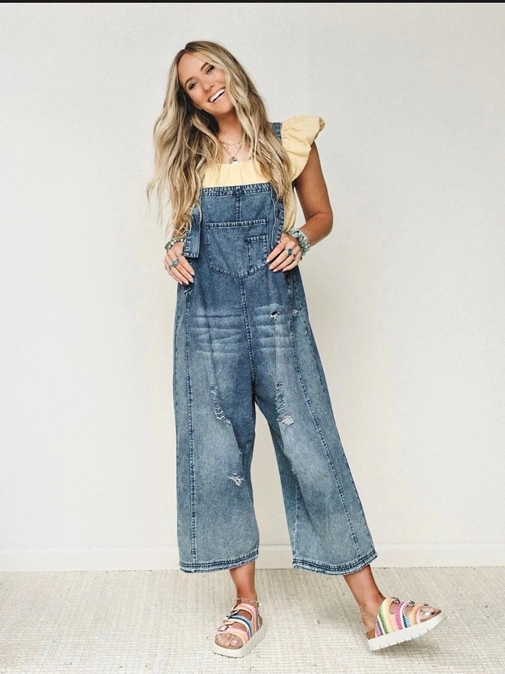 Three Bird Nest High Hopes Slouchy Denim Overalls